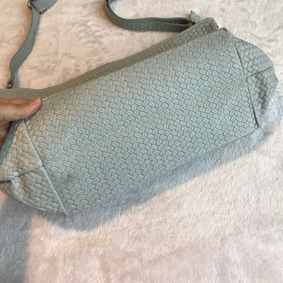 BORSE IN PELLE Genuine Leather Made in Italy Purse shoulder Bag Gray Woven - Picture 7 of 15